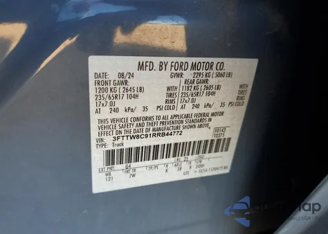 2024 Ford Maverick Xlt Tremor из США, поврежденный, VIN 3FTTW8C91RRB44772